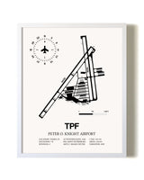Peter O. Knight Airport airport map poster in oak frame