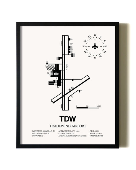 Framed Tradewind Airport wall art poster in black frame