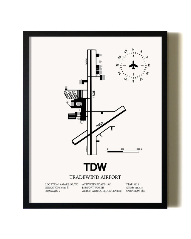 Framed Tradewind Airport wall art poster in black frame