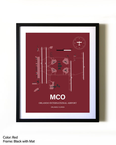 Orlando International Airport aviation wall décor in black wood frame