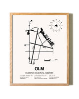 Olympia Regional Airport framed print in natural wood frame