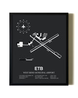 Unframed West Bend Municipal Airport map print poster