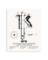 Gray Fort Worth Naval Air Station JRB (Carswell Field) Airport framed poster displayed in an airplane hangar