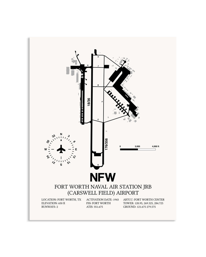 Gray Fort Worth Naval Air Station JRB (Carswell Field) Airport framed poster displayed in an airplane hangar