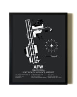 Unframed Perot Field / Fort Worth Alliance Airport map print poster