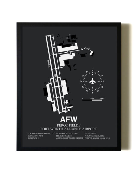 Unframed Perot Field / Fort Worth Alliance Airport map print poster