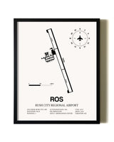 Framed Rush City Regional Airport wall art poster in black frame
