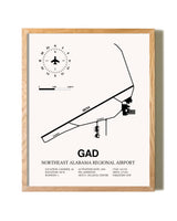 Northeast Alabama Regional Airport framed print in natural wood frame