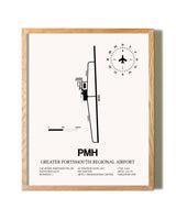 Greater Portsmouth Regional Airport framed print in natural wood frame