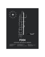 Gray Framed Leeward Air Ranch Airport layout wall art poster