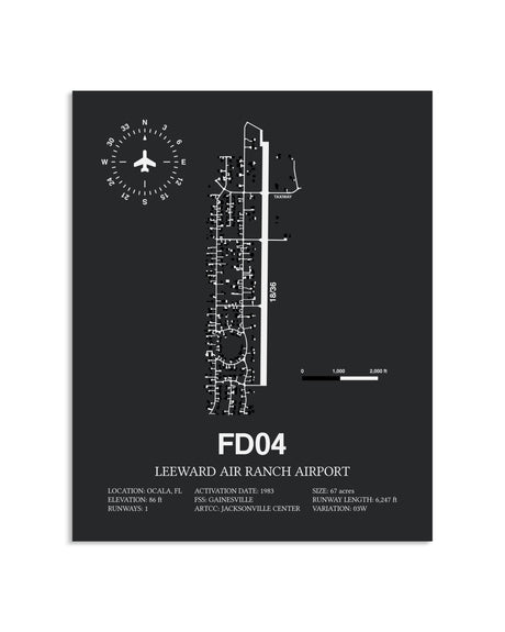 Gray Framed Leeward Air Ranch Airport layout wall art poster