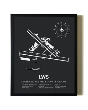 Unframed Lewiston / Nez Perce County Airport map print poster