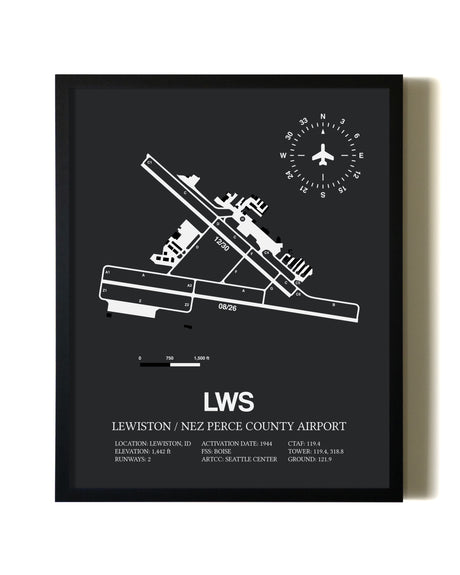 Unframed Lewiston / Nez Perce County Airport map print poster