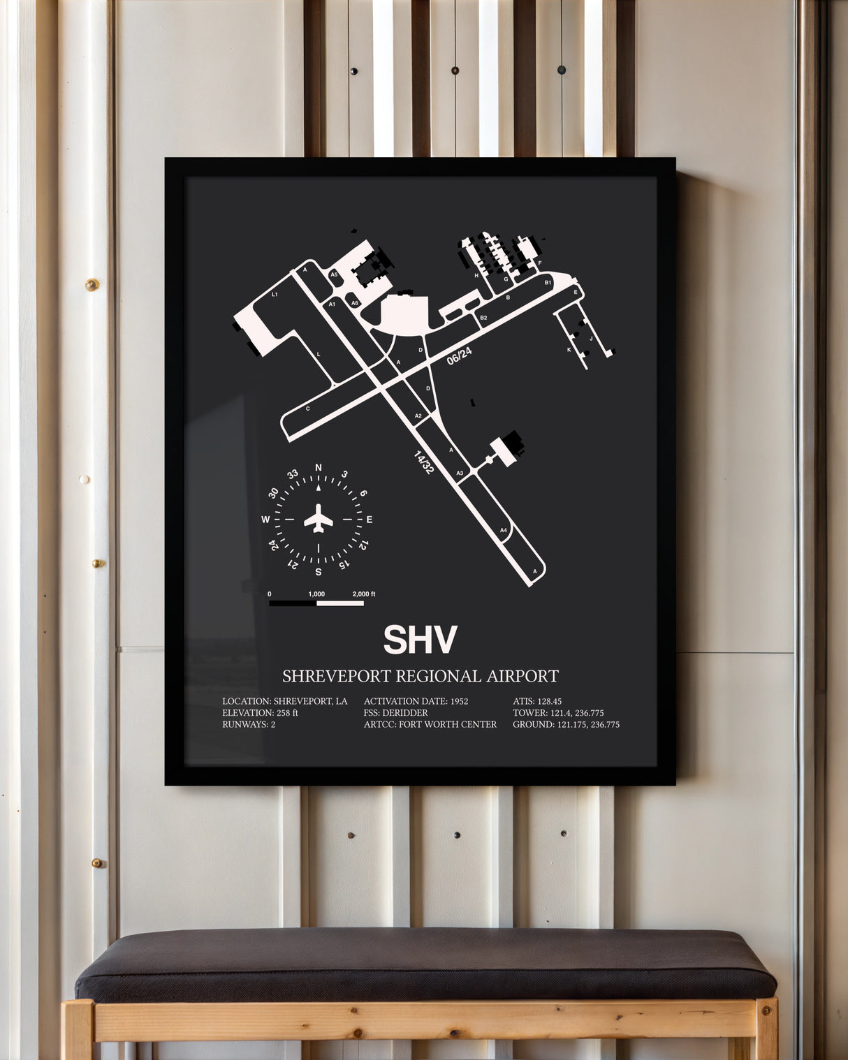 Frame color options for Shreveport Regional Airport Wall Art