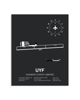 Gray Framed Madison County Airport layout wall art poster