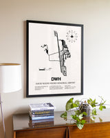 David Wayne Hooks Memorial Airport aviation wall décor in black wood frame