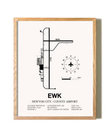 Newton City / County Airport framed print in natural wood frame