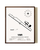 Harold Davidson Field Airport aviation print in walnut frame