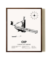 Carson City Airport aviation print in walnut frame