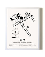 Shreveport Regional Airport airport map poster in oak frame