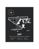 Gray Framed Miami-Opa Locka Executive Airport layout wall art poster