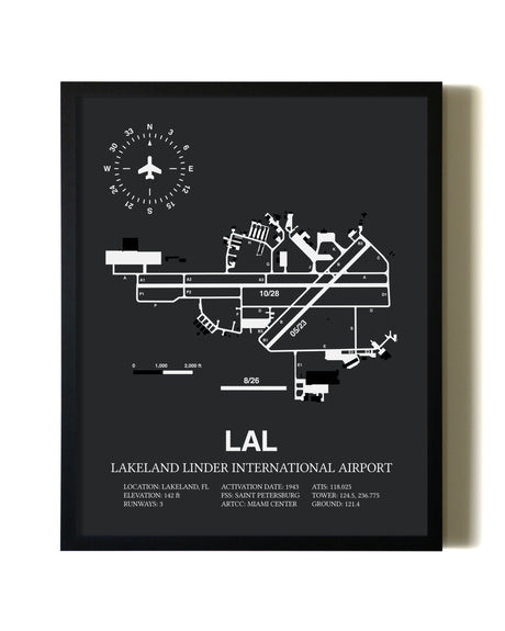 Unframed Lakeland Linder International Airport map print poster