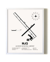 Jackson Municipal Airport airport map poster in oak frame