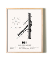 River Falls Airport framed wall art in white frame