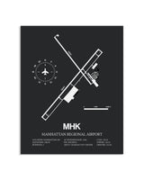 Gray Framed Manhattan Regional Airport layout wall art poster