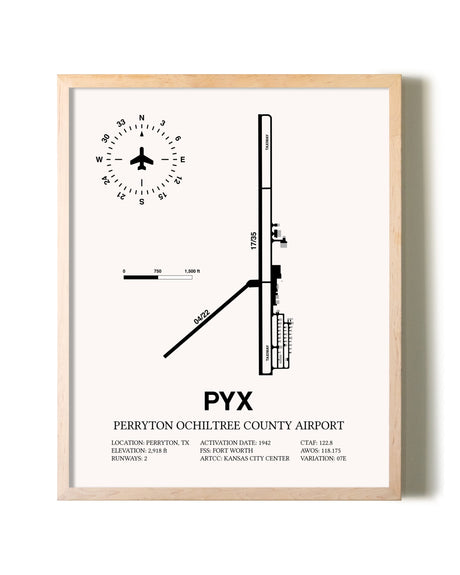 Perryton Ochiltree County Airport framed wall art in white frame