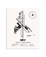 Gray Minden-Tahoe Airport framed poster displayed in an airplane hangar