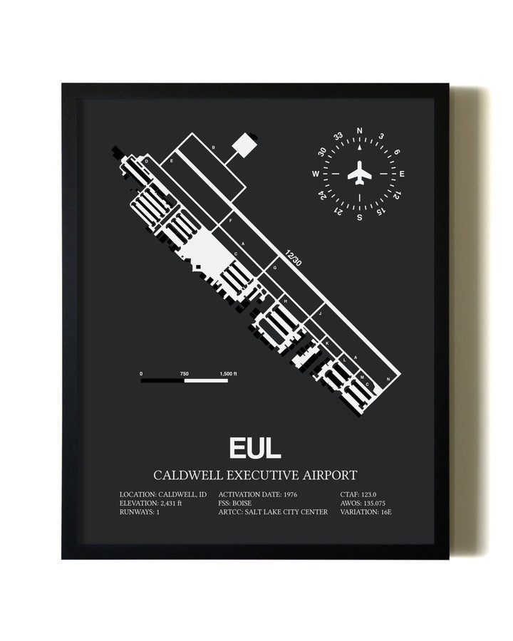 Unframed Caldwell Executive Airport map print poster