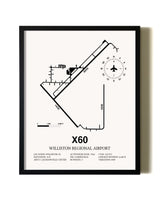 Framed Williston Regional Airport wall art poster in black frame