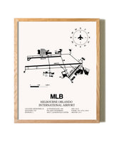 Melbourne Orlando International Airport framed print in natural wood frame