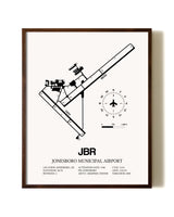 Jonesboro Municipal Airport aviation print in walnut frame