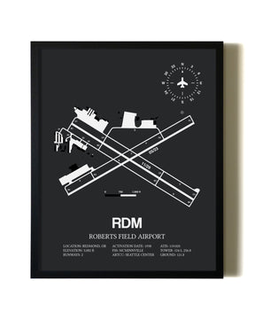 Unframed Roberts Field Airport map print poster