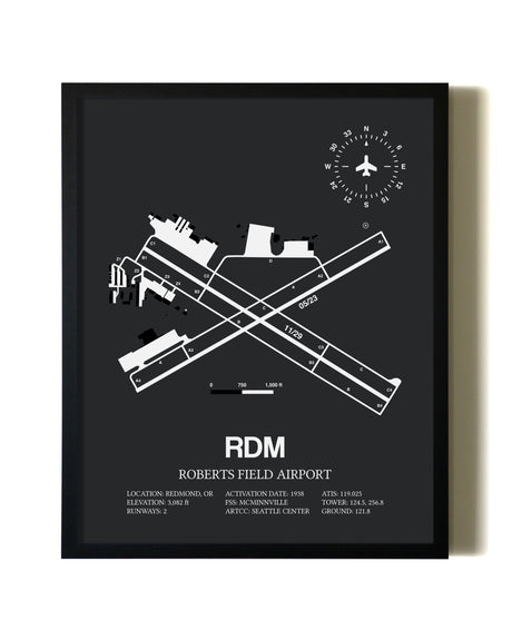 Unframed Roberts Field Airport map print poster