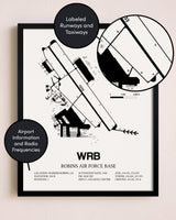 Framed Robins Air Force Base layout wall art poster