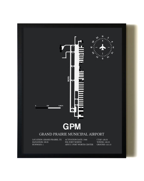Unframed Grand Prairie Municipal Airport map print poster