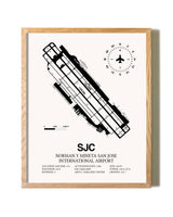 San Jose Mineta International Airport framed print in natural wood frame