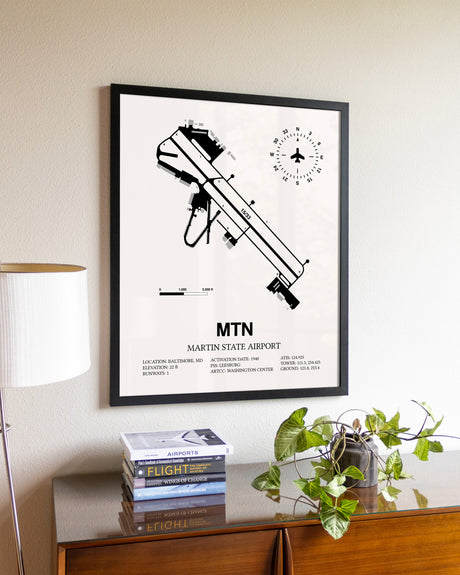 Martin State Airport aviation wall décor in black wood frame