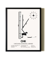 Framed Chickasha Municipal Airport wall art poster in black frame