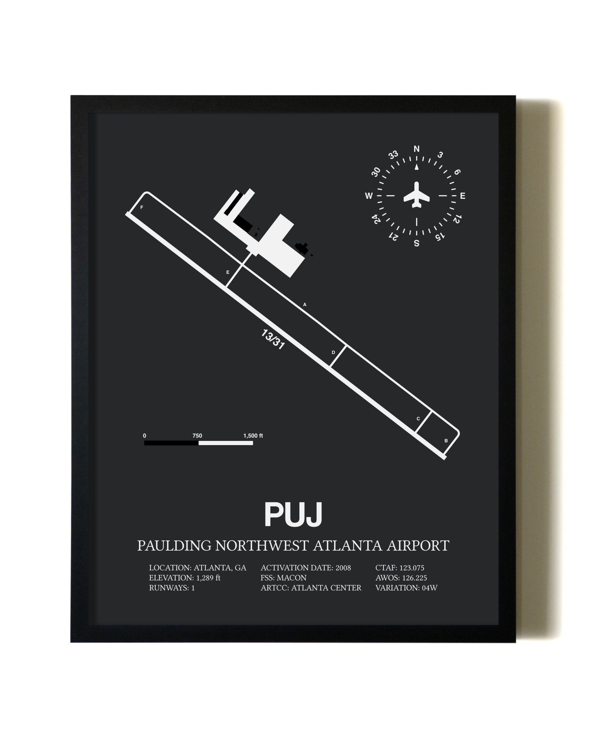 Unframed Paulding Northwest Atlanta Airport map print poster