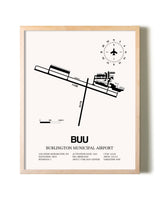 Burlington Municipal Airport framed wall art in white frame