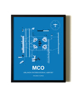 Sky Blue Orlando International Airport aviation wall décor in black wood frame
