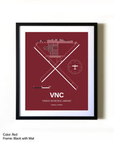 Venice Municipal Airport aviation wall décor in black wood frame