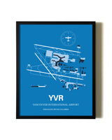 Sky Blue Vancouver International Airport aviation wall décor in black wood frame