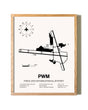 Portland International Jetport framed print in natural wood frame