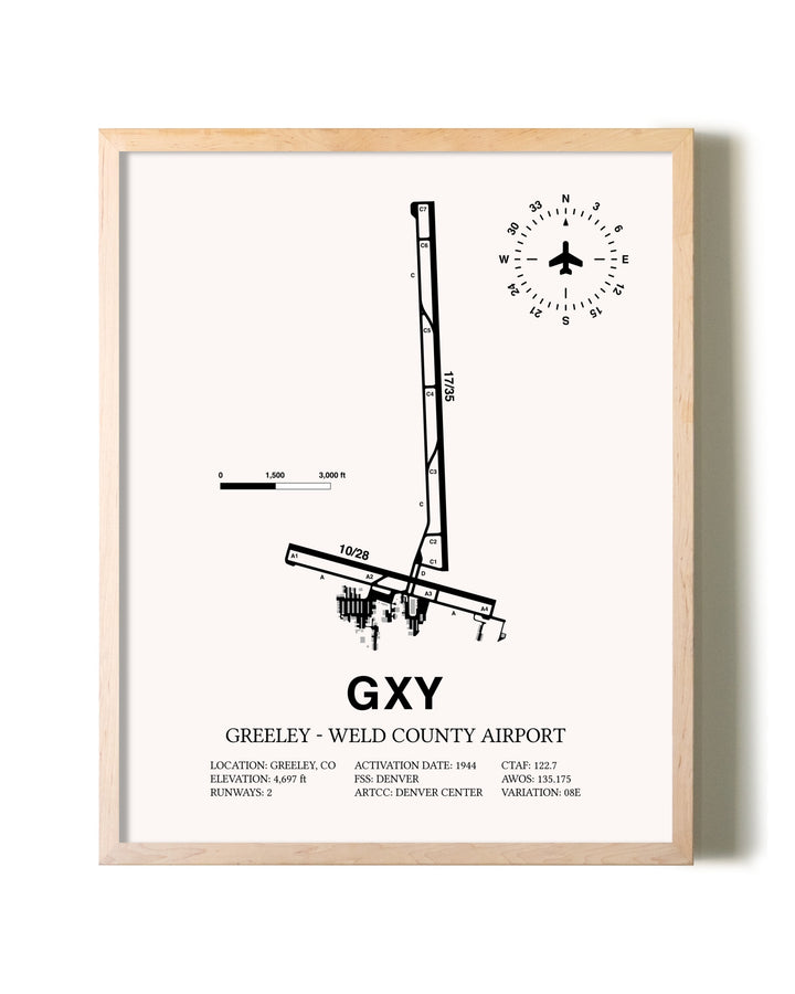 Greeley-Weld County Airport framed wall art in white frame