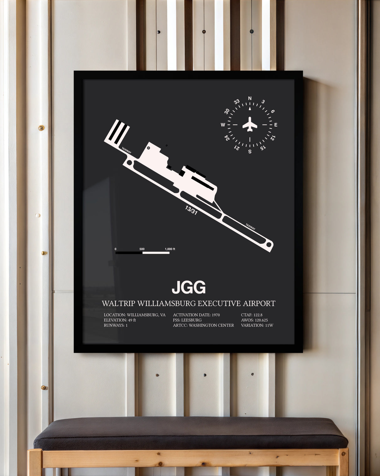 Frame color options for Waltrip Williamsburg Executive Airport Wall Art